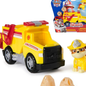PAW PATROL – Fire Rescue Rubbles Rettungs-Truck mit Schaufel und Rubble Hundefigur, Spielzeug für Kinder ab 3 Jahren